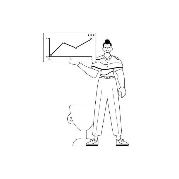 Vector illustration of The derision holds a graph of issue with positivist moral ability . integral injustice and lacuna analogue manner. Trendy style, Vector Illustration