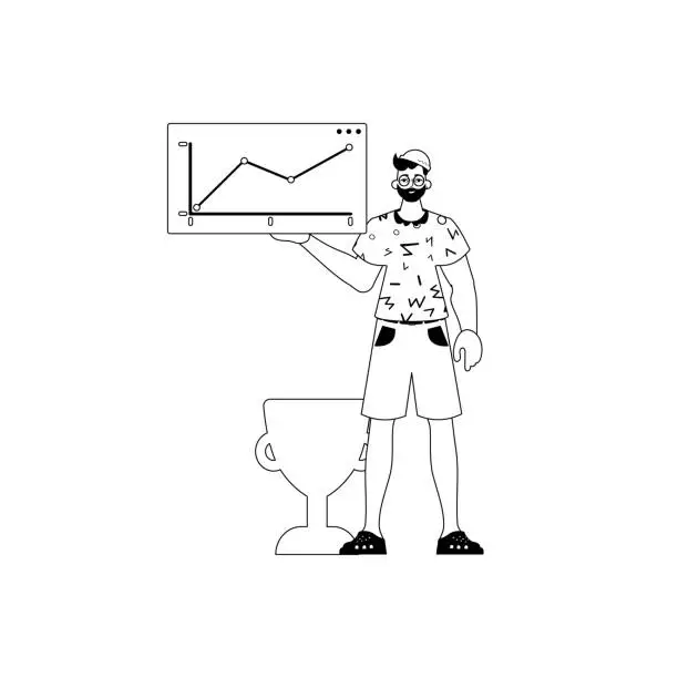 Vector illustration of The derision holds a graph of offspring with positivist moral ability . built-in injustice and lacuna analogue manner. Trendy style, Vector Illustration