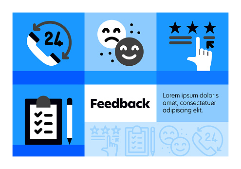 Feedback line icon set and banner design.