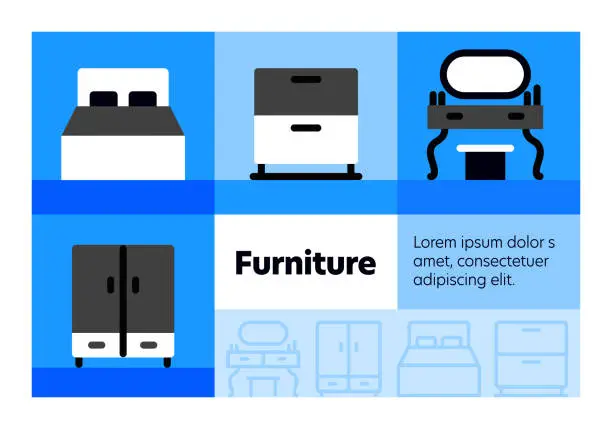 Vector illustration of Furniture line icon set and banner design.