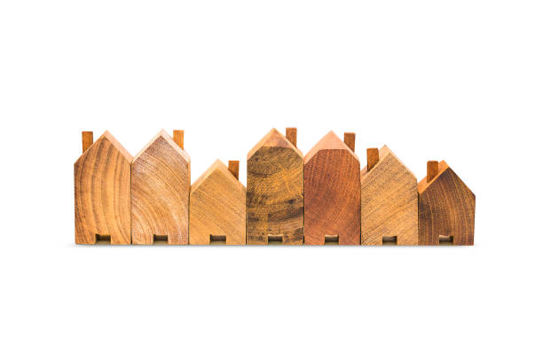 wood house isolated on white background, image for real estate concept.