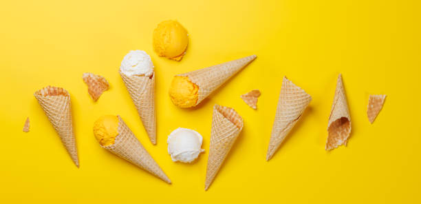 istock Assorted ice cream flavours in a delightful waffle cones 1569175959