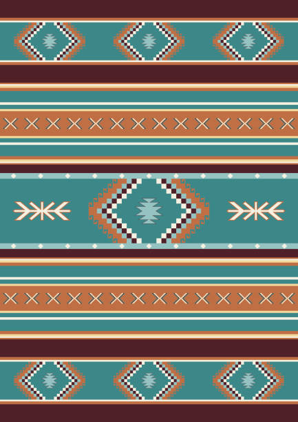 Ethnic seamless pattern. Native American tribal motifs. South Western decor style. Mexican Aztec Navajo blanket ornament. Serape design. Vector illustration. Seamless vector background Multicolor ethnic tribal pattern. Mexican style Aztec Navajo indigenous design. Southwest decor style. Seamless vector background for greeting card, Cinco de Mayo party invitation, flyer, banner, fabric design, restaurant menu, Native American Heritage month. Mexican blanket, rug with tribal ornament. mexican sarape stock illustrations