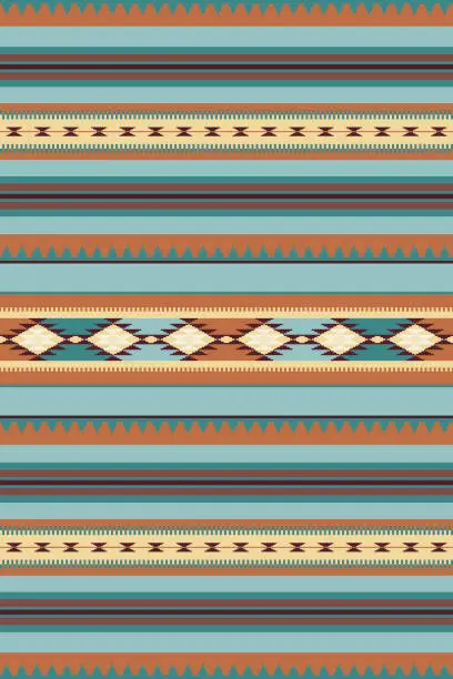 Vector illustration of Ethnic seamless pattern. Native American tribal motifs. South Western decor style. Mexican Aztec Navajo blanket ornament. Serape design. Vector illustration. Seamless vector background