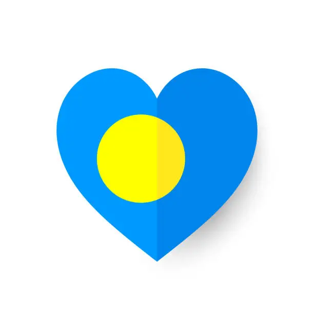 Vector illustration of Palau heart flag. Vector