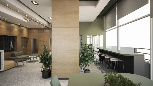 istock Interior design. Computer Generated Image Of Office. Lounge Relaxation Dining Room. Architectural Visualization. 3D Render.  Stock Photo 1569194556