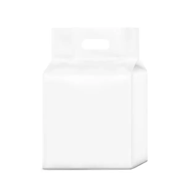 Vector illustration of Packaging bag with a hole handle mockup. Vector illustration isolated on white background.