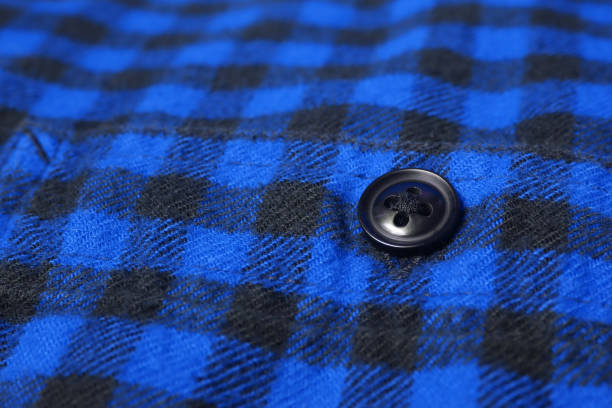 istock Background texture of blue plaid flannel fabric 1569212796