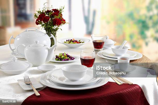 Tableware Ceramice On The Table Stock Photo - Download Image Now - Ceramics, Drinking Glass, Horizontal