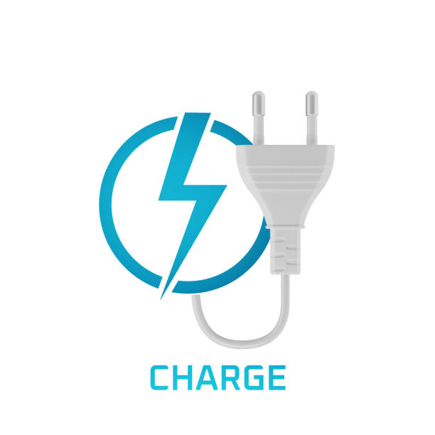 Plug for connection to the electrical network. Charging electric vehicles from an electrical outlet. Electric car charging icon. 3d renderer.