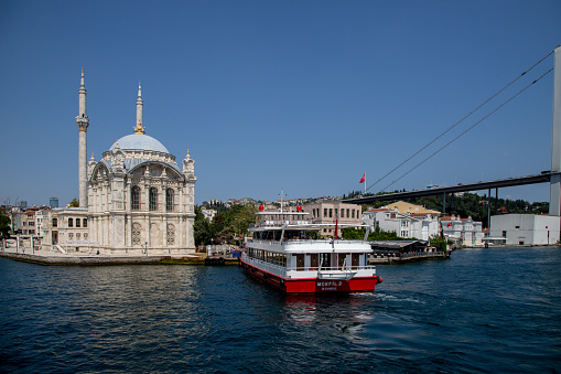 Historical Ortakoy mosque view.Istanbul,Turkey.1 September 2022