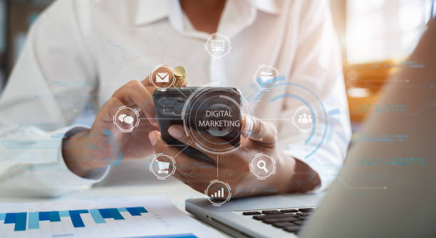 istock Digital marketing technology concept, Businessmen use tablet and smartphone connection technology and digital marketing. 1569228727