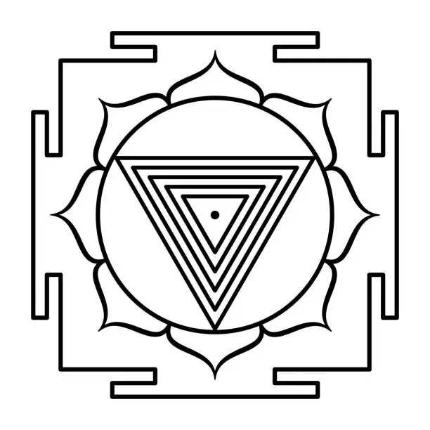 Vector illustration of Kali Yantra, Hindu diagram of primordial energy and of goddess Kali