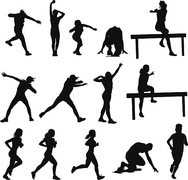 athletics silhouetten - kugelstoßen stock-grafiken, -clipart, -cartoons und -symbole