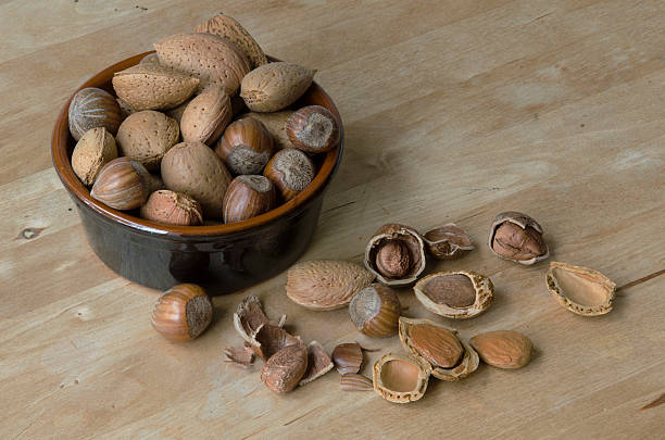 mixed nuts stock photo