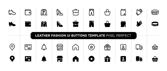 Leather fashion UI buttons template for mobile app and web design
