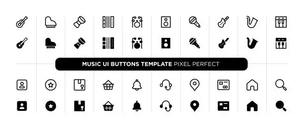 Vector illustration of Music user interface buttons template