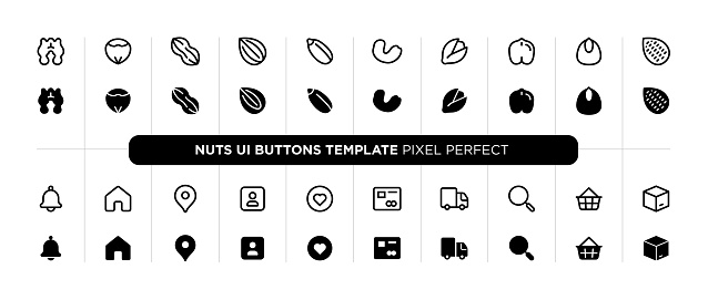 Nut UI buttons template for mobile app and web design