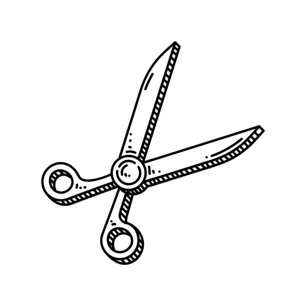Vector illustration of Scissors Line icon, Sketch Design, Pixel perfect, Editable stroke. Logo, Sign, Symbol.