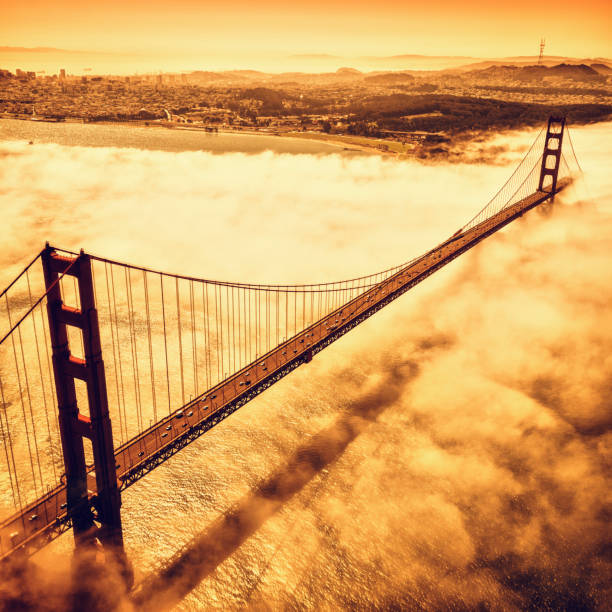 San Francisco Golden Gate Bridge from aircraft
