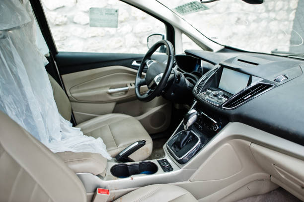 istock Car repair and maintenance theme. Car interior. 1569280323