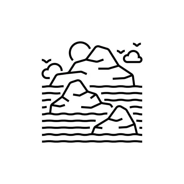 Vector illustration of Melting of iceberg Line Icon