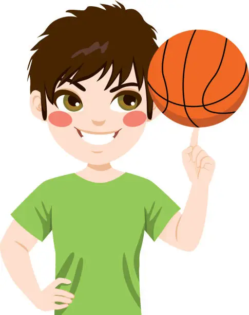 Vector illustration of Basketball spinning Boy