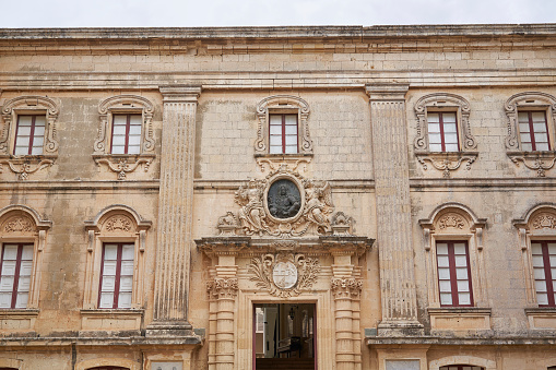 Rabat, Malta - June 10, 2023: Historic buildings inside the ancient fortified city of Rabat in Malta