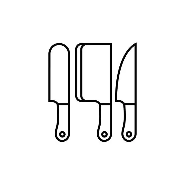 Vector illustration of Knife Set Line Icon
