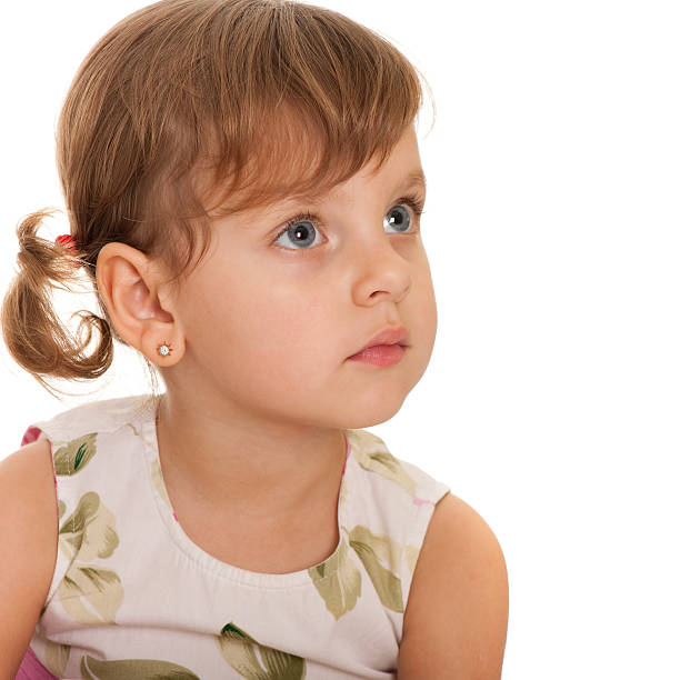 istock Serious little girl is looking away 156930334