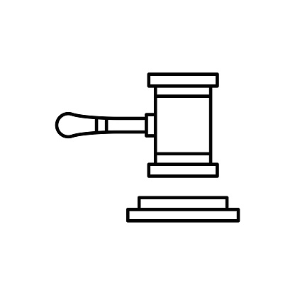 Gavel Line Icon and Law justice