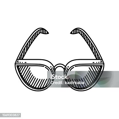 istock Sunglasses Line icon, Sketch Design, Pixel perfect, Editable stroke. Logo, Sign, Symbol. Summer, Clothes. 1569303827