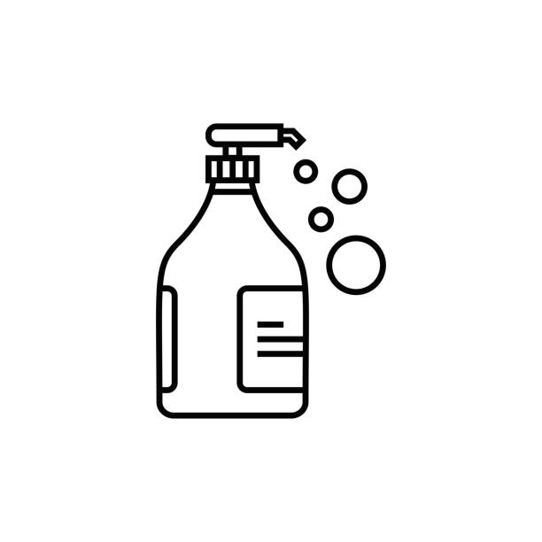 Liquid Soap Line Icon Liquid Soap Line Icon Hand Sanitizer stock illustrations