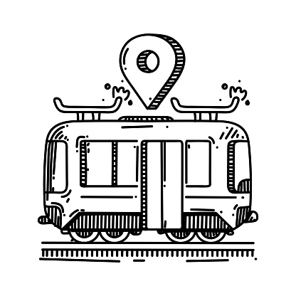 Train Station Line icon, Sketch Design, Pixel perfect, Editable stroke. Logo, Sign, Symbol.