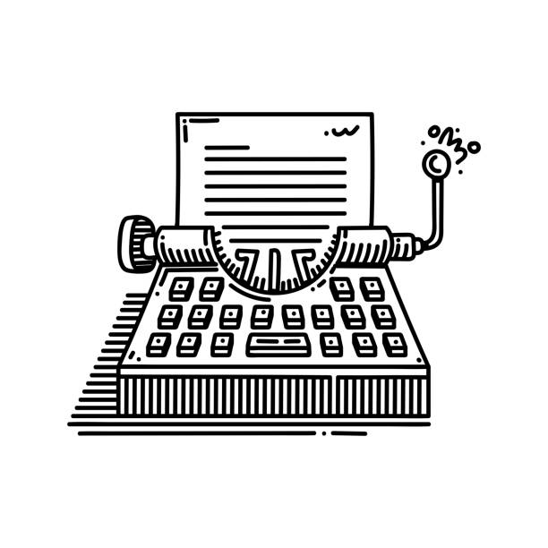 タイプライターの線のアイコン、スケッチデザイン、ピクセルパーフェクト、編集可能なストローク。ロゴ、サイン、シンボル。 - typewriter key typewriter retro revival book点のイラスト素材／クリップアート素材／マンガ素材／アイコン素材