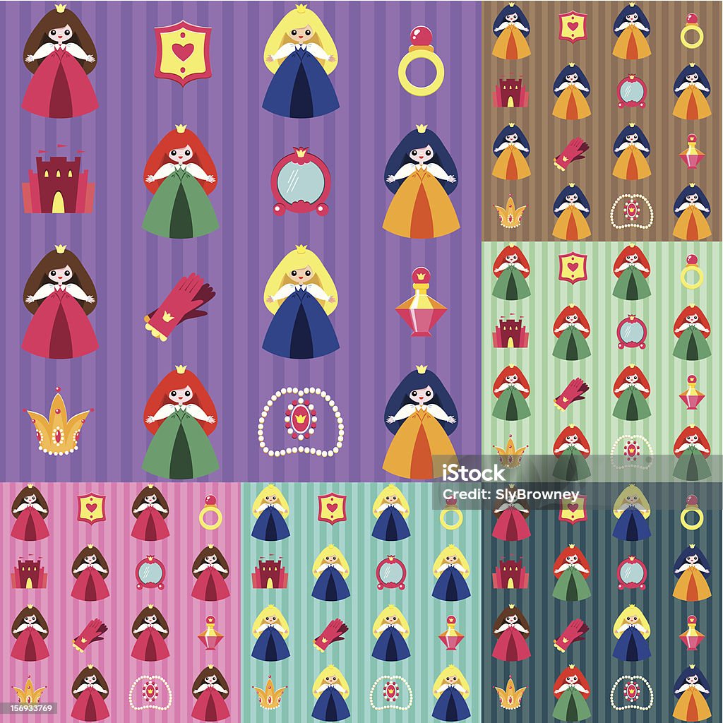 Princess Patterns Color Princess Pattern Set Stock Illustration - Download Image Now ...