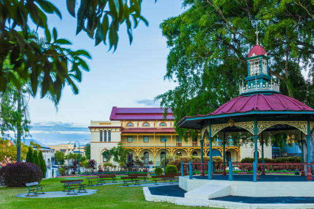 Nouméa, South Province, New Caledonia: Place des Cocotiers (Coconut Trees Square)  is the heart of the city, used for of meetings, leisure and festive events. It is point 0 for road distance measurements in New Caledonia.The bandstand (Kiosque à Musique), was inaugurated in 1883.