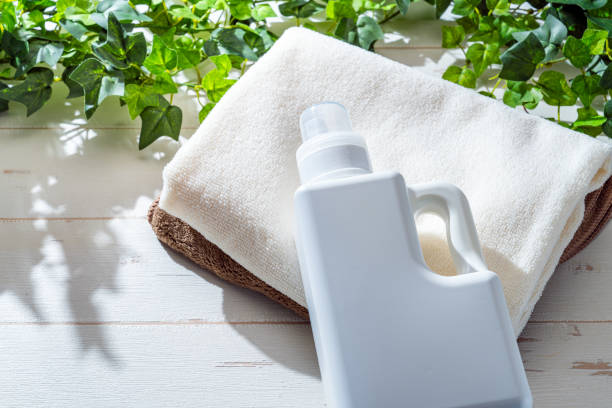 istock Laundered towels and fabric softener 1569341025