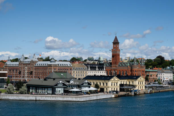 Szwecja port, port, miasto, pejzaż miejski portu Helsingborg – zdjęcie