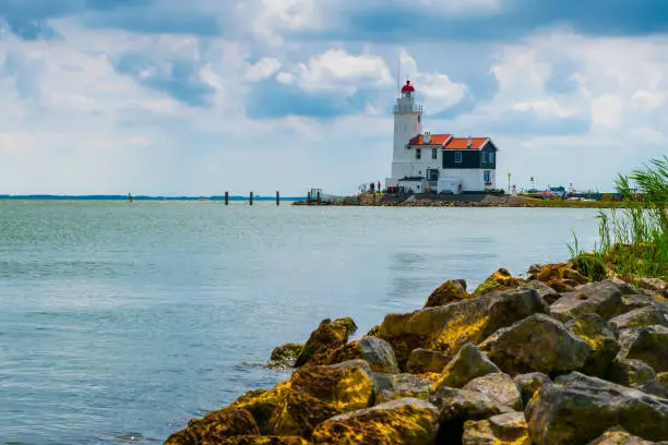 Old lighthouse in Marken near the Ijsselmeer.