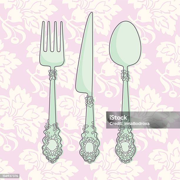 Cutlery Stock Illustration - Download Image Now - Fork, Old-fashioned, Retro Style