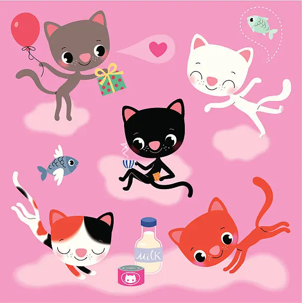 Vector illustration of Cats Set.