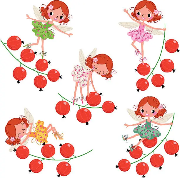 Vector illustration of Funny summer fairies.