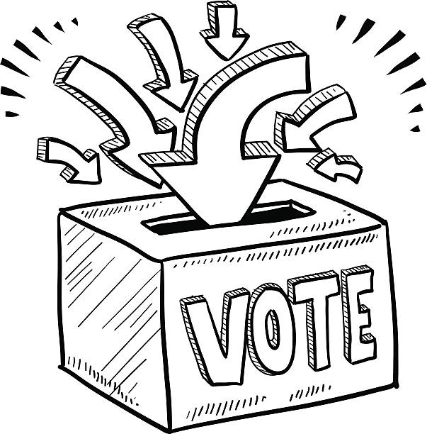 Ballot box voting sketch Doodle style ballot box vote in the election illustration in vector format. EPS10 file format with no transparency effects. voting drawings stock illustrations