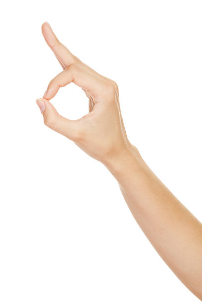 istock Woman's hand making sign Ok isolated on white background 156938063