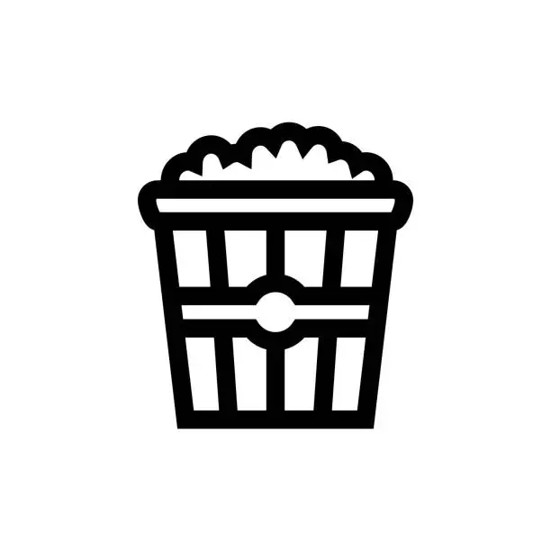 Vector illustration of Popcorn Line icon, Design, Pixel perfect, Editable stroke. Logo, Sign, Symbol. Fast Food, Cinema, Entertainment.