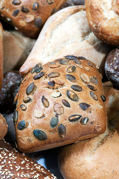 Small seeded bread loaves stock photo