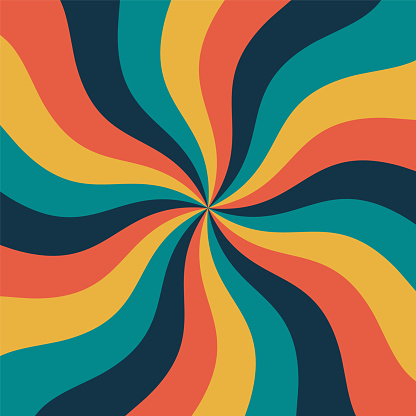 Geometric starburst summer pattern. Sun rays swirl radial lines. Psychedelic hypnotic spiral wallpaper. Twirl banner Vector illustration