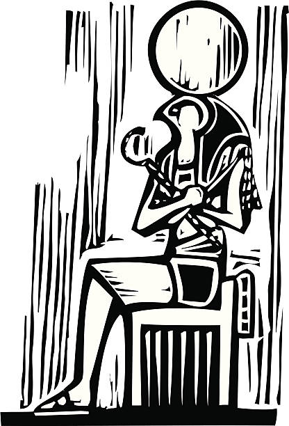 illustrazioni stock, clip art, cartoni animati e icone di tendenza di egitto seduta osiride - pharaoh throne osiris hawk