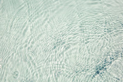 Close-up on clean transparent water waves and drops with copy space.